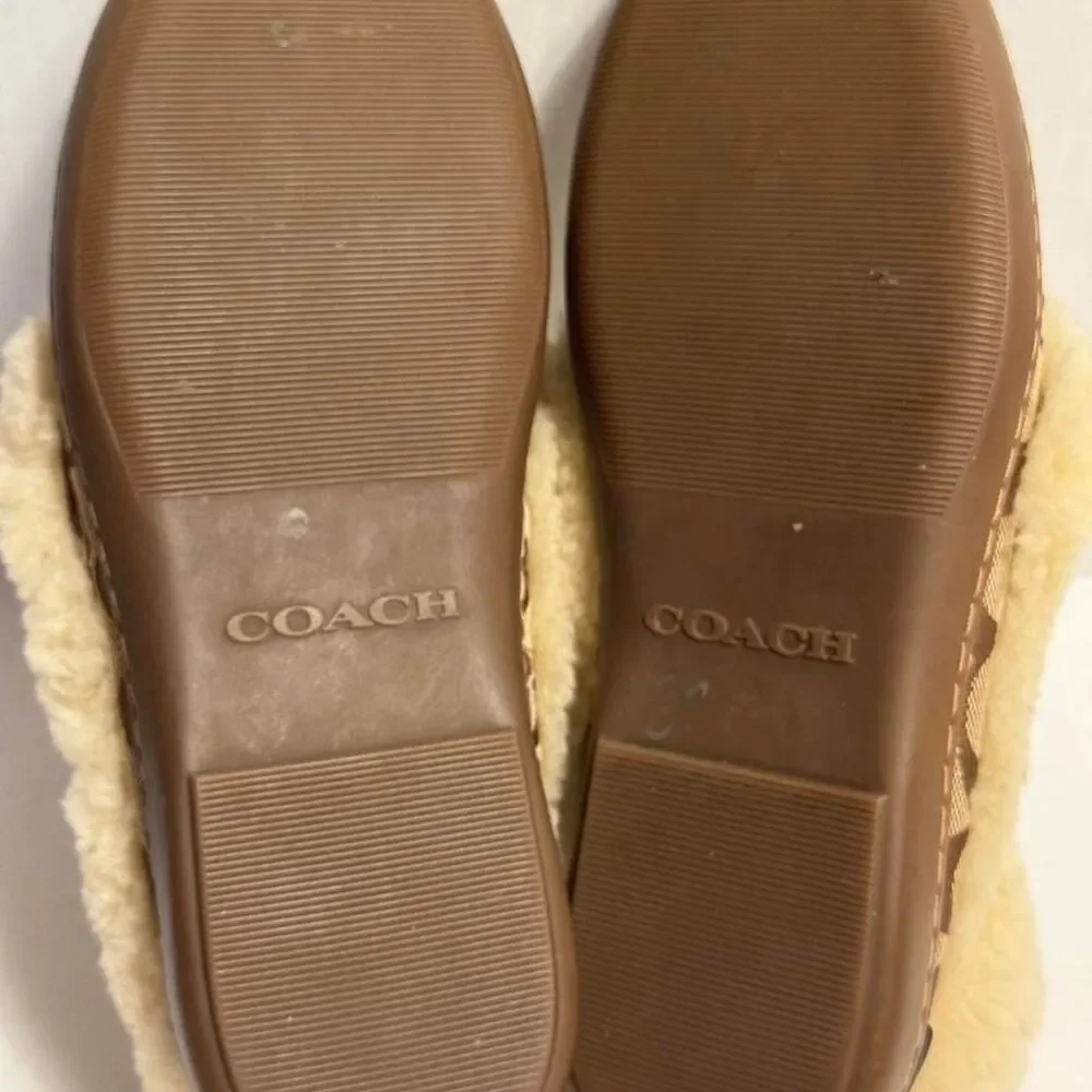 Coach Fiona Women's Brown and Tan Slippers with Monogram Sheepskin size 7,5